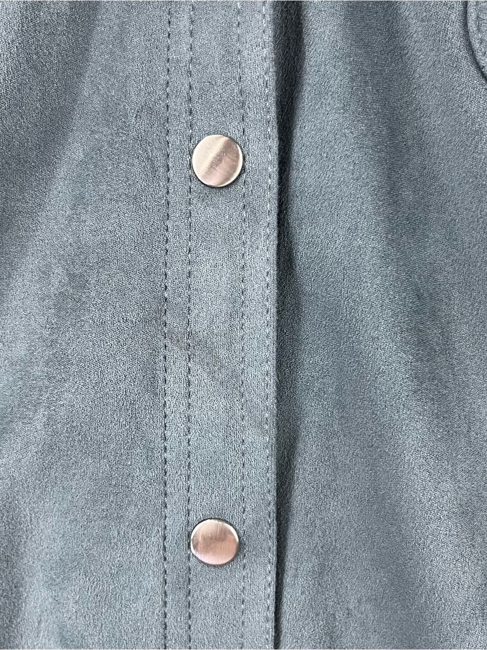 Denim & Co Faux Suede Shirt Jacket Metal Snaps Pockets Lightweight Shacket L XL - Picture 7 of 10